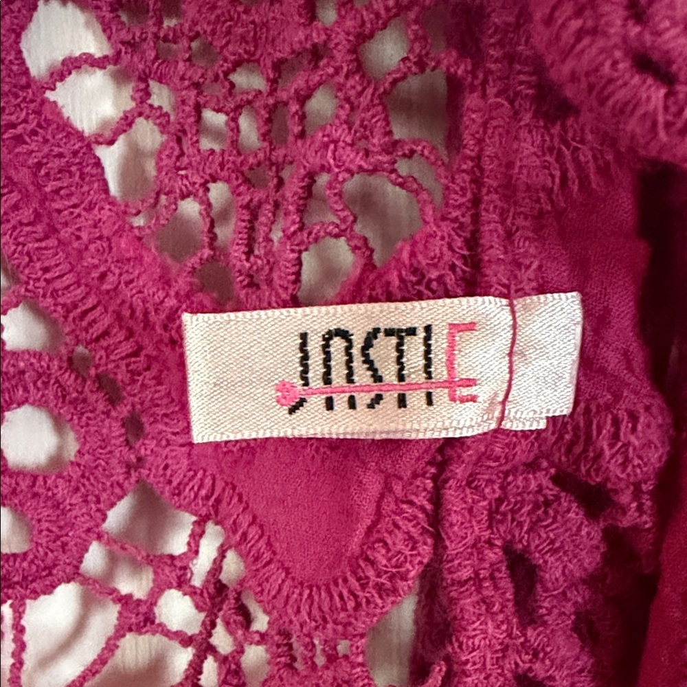 Jastie Crochet Openwork Vest - Raspberry - Picture 2 of 2
